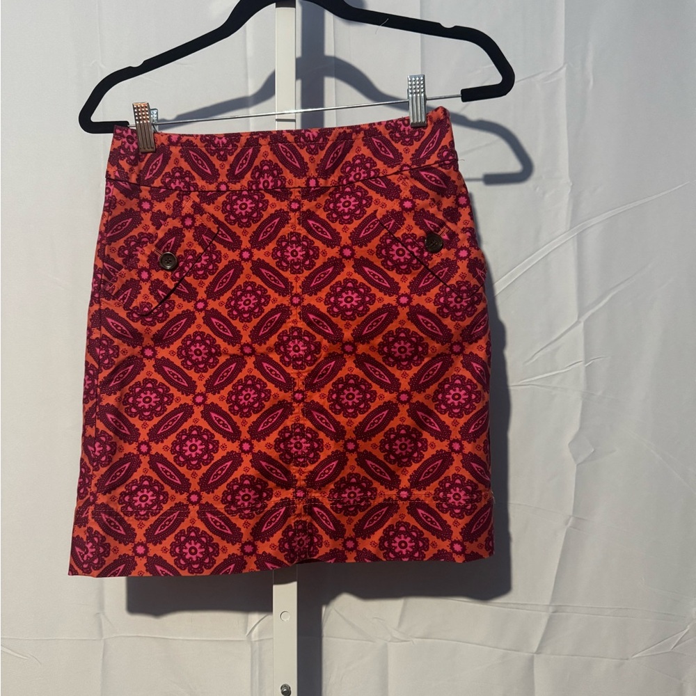 Ann Taylor Pink and Orange Patterned Pencil Skirt Size 00 - Picture 2 of 5